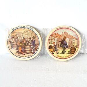 VTG NOS Münchner Hofbräuhaus Beer Cardboard Coaster - Set of 8, Munich Germany